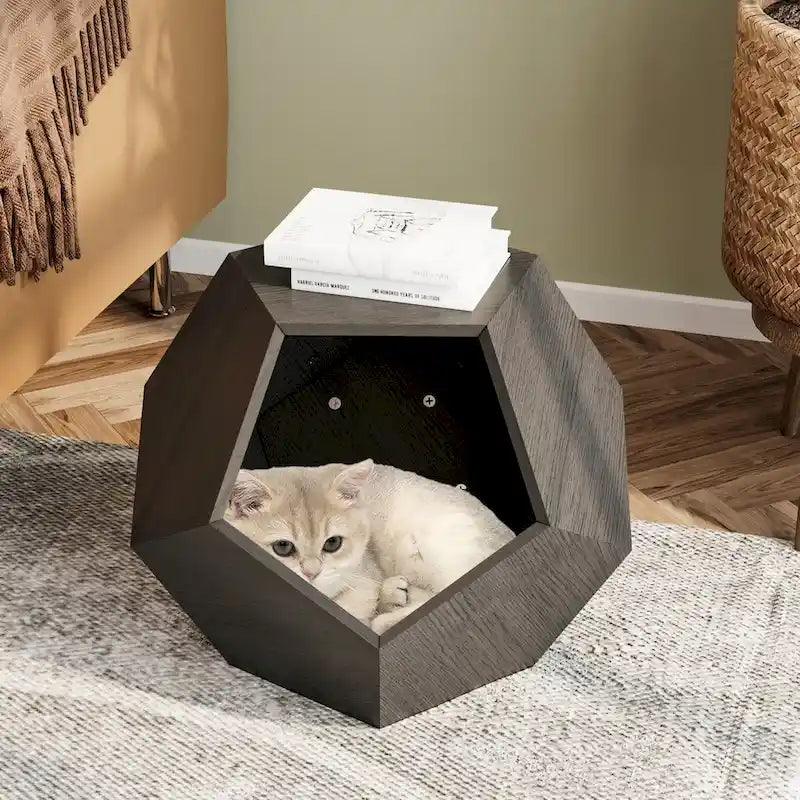 Table d'appoint niche pour chat avec trou d'entrée