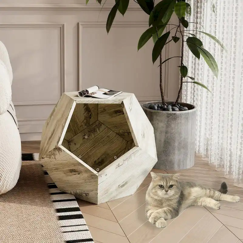 Table d'appoint niche pour chat avec trou d'entrée