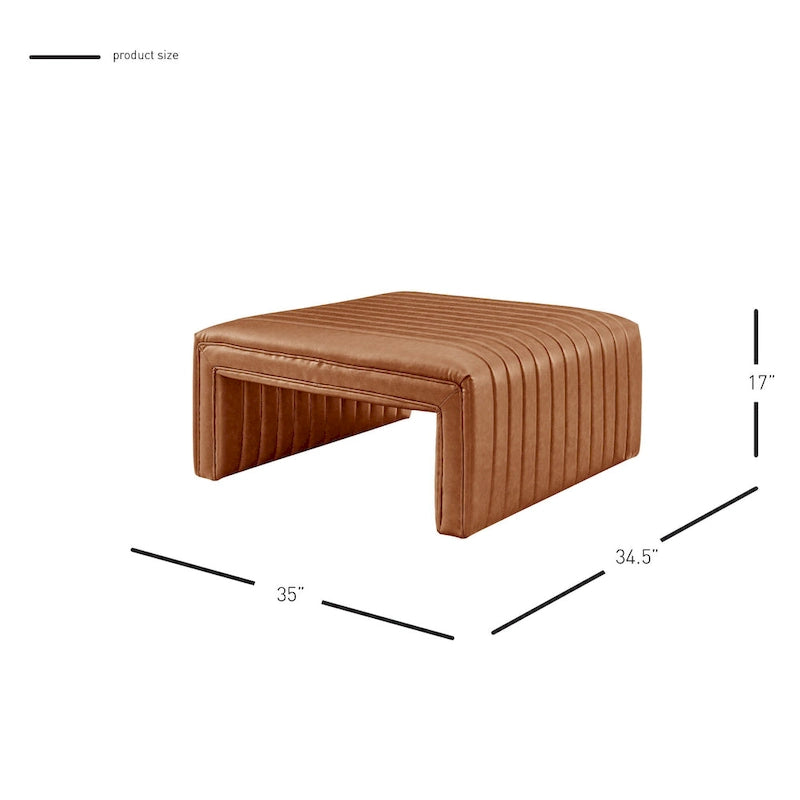 Table basse fer à cheval avec capitonnage cannelé