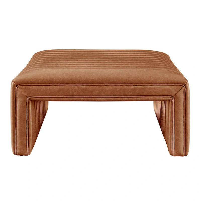 Table basse fer à cheval avec capitonnage cannelé