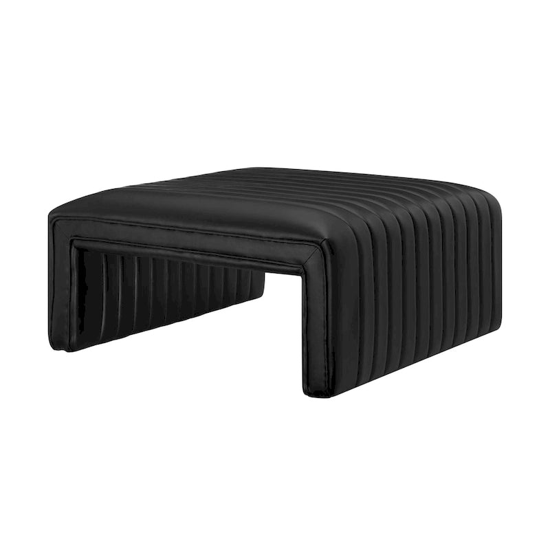 Table basse fer à cheval avec capitonnage cannelé