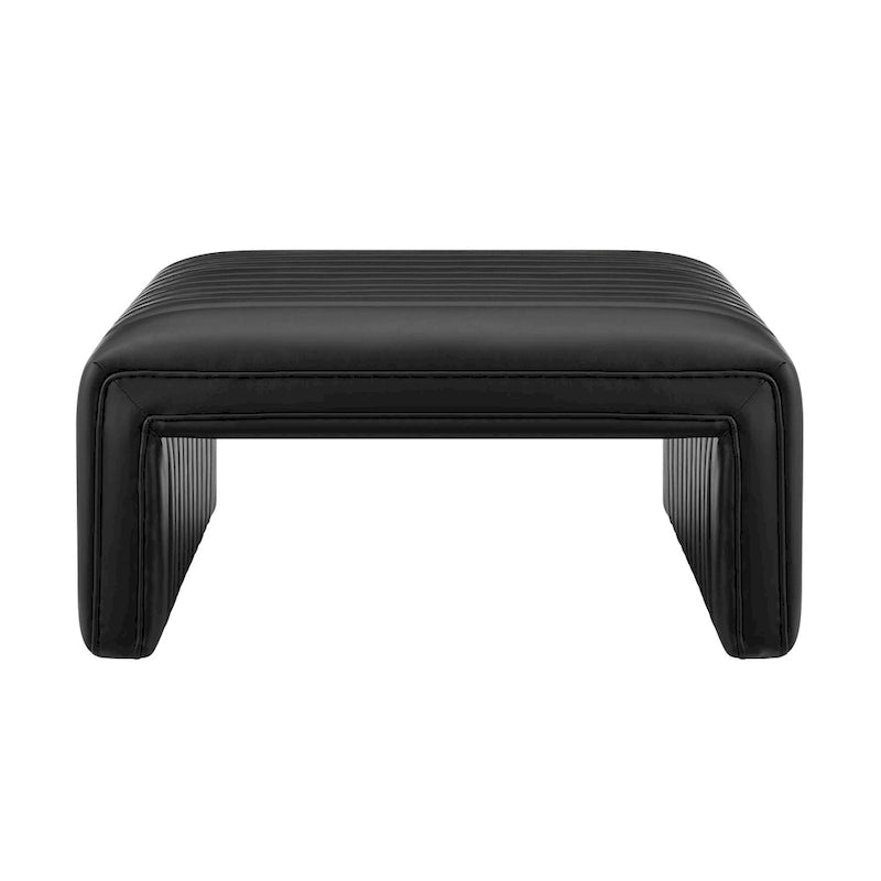 Table basse fer à cheval avec capitonnage cannelé