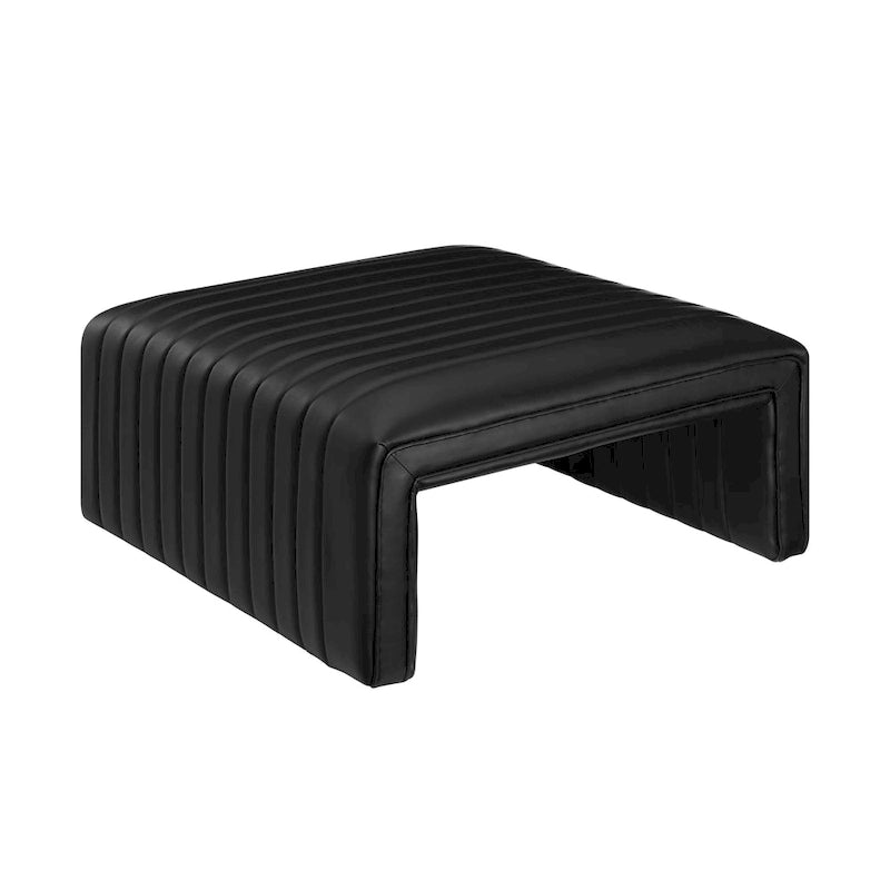 Table basse fer à cheval avec capitonnage cannelé
