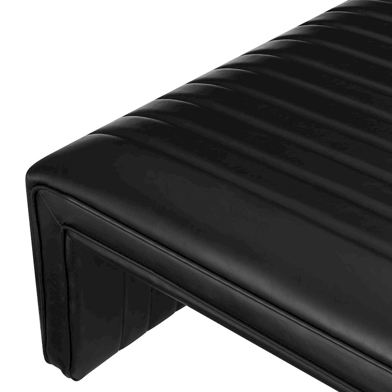 Table basse fer à cheval avec capitonnage cannelé
