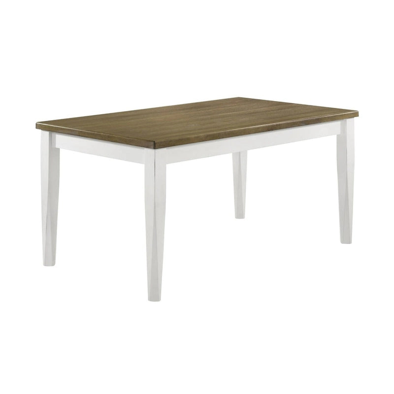 Table à manger rectangulaire brossée marron et blanc cassé