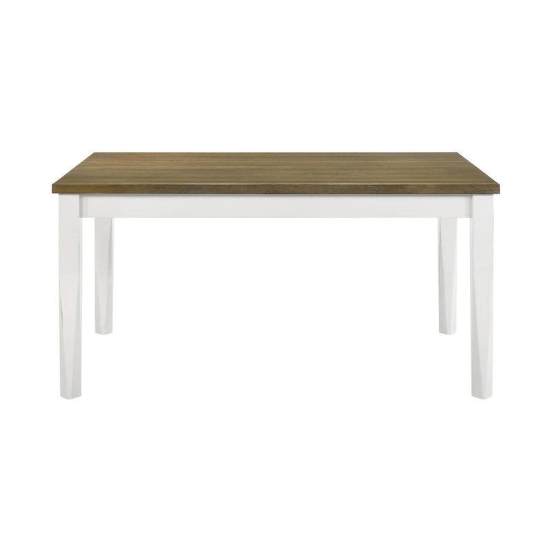 Table à manger rectangulaire brossée marron et blanc cassé