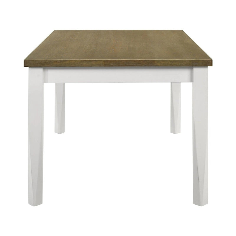 Table à manger rectangulaire brossée marron et blanc cassé