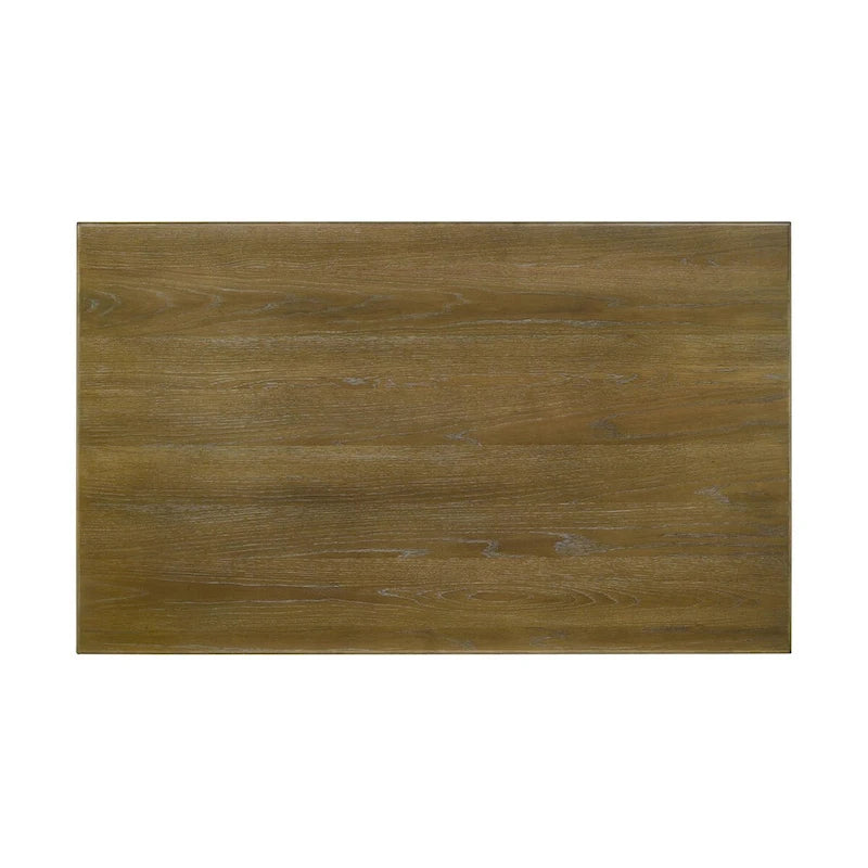 Table à manger rectangulaire brossée marron et blanc cassé