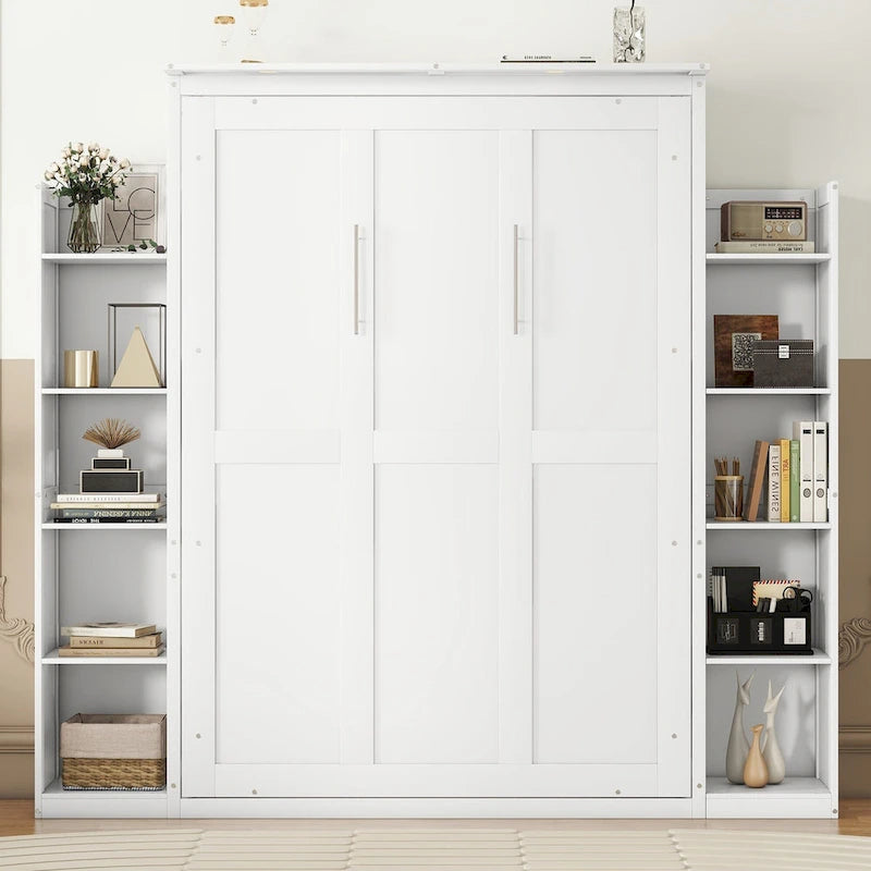 Lit escamotable avec armoire et étagères