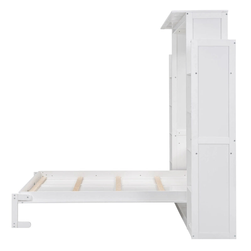 Lit escamotable avec armoire et étagères