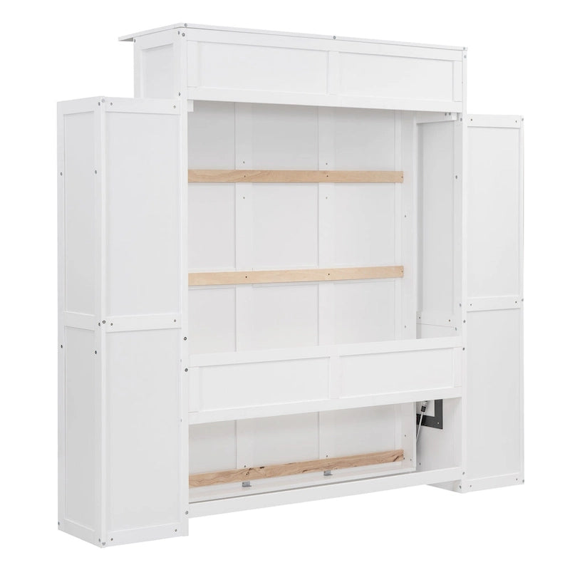 Lit escamotable avec armoire et étagères