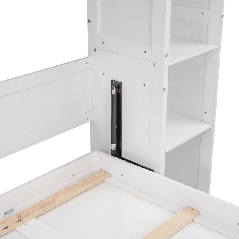 Lit escamotable avec armoire et étagères