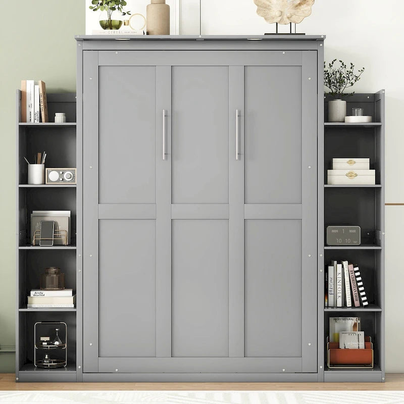 Lit escamotable avec armoire et étagères