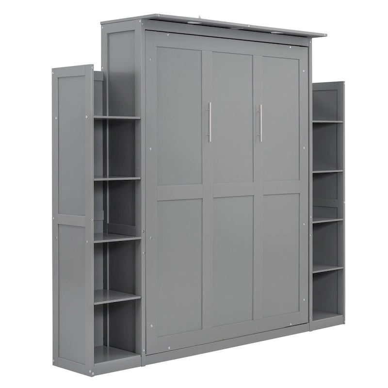 Lit escamotable avec armoire et étagères