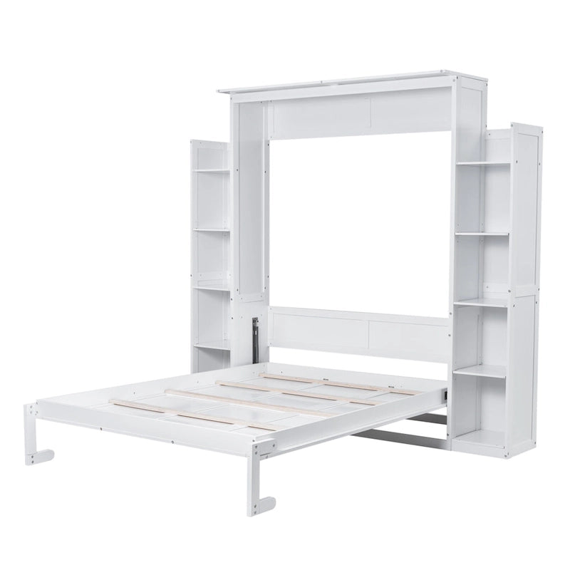Lit escamotable avec armoire et étagères