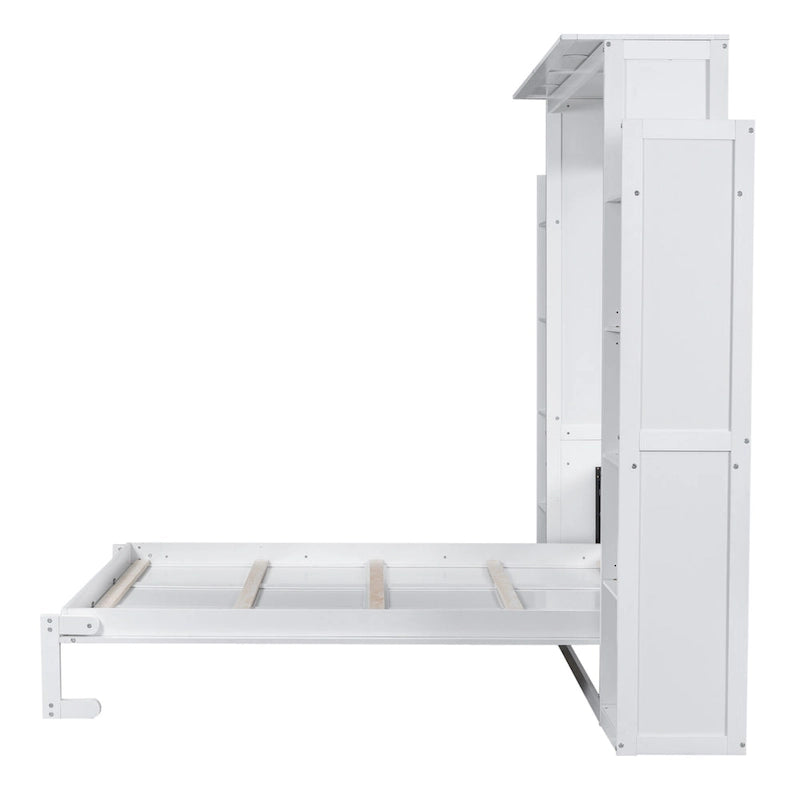 Lit escamotable avec armoire et étagères