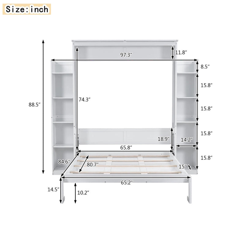 Lit escamotable avec armoire et étagères