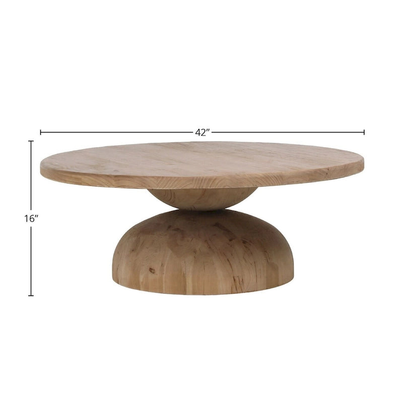 Table basse ronde sablier – Pin recyclé, finition naturelle