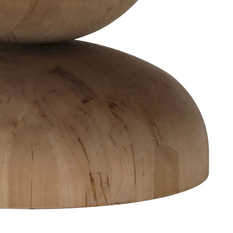 Table basse ronde sablier – Pin recyclé, finition naturelle