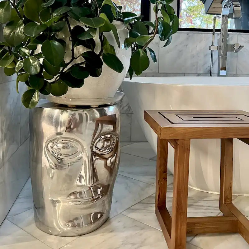 Tabouret en métal rond – Argent, 54 x 84