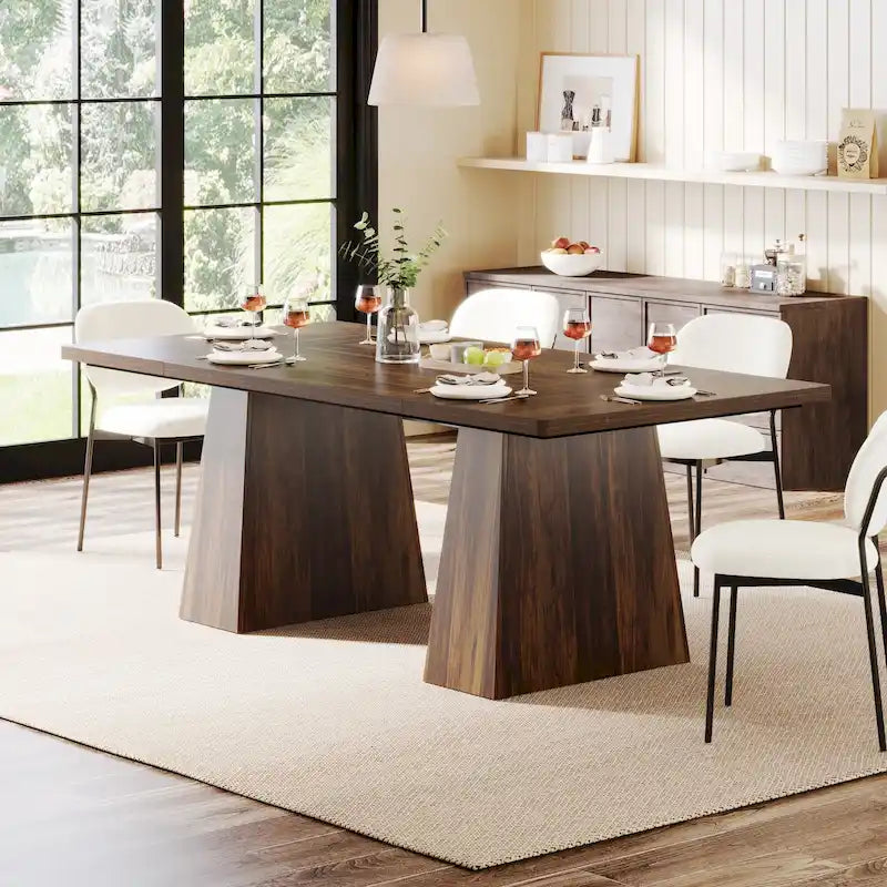 Table de salle à manger rectangulaire de 160 cm avec pieds coniques en bois