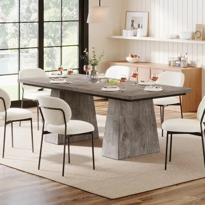 Table de salle à manger rectangulaire de 160 cm avec pieds coniques en bois