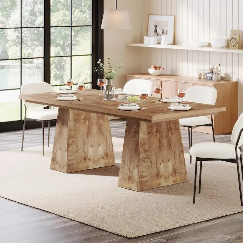 Table de salle à manger rectangulaire de 160 cm avec pieds coniques en bois