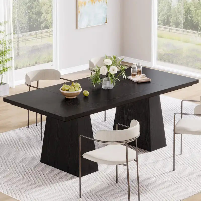 Table de salle à manger rectangulaire de 160 cm avec pieds coniques en bois
