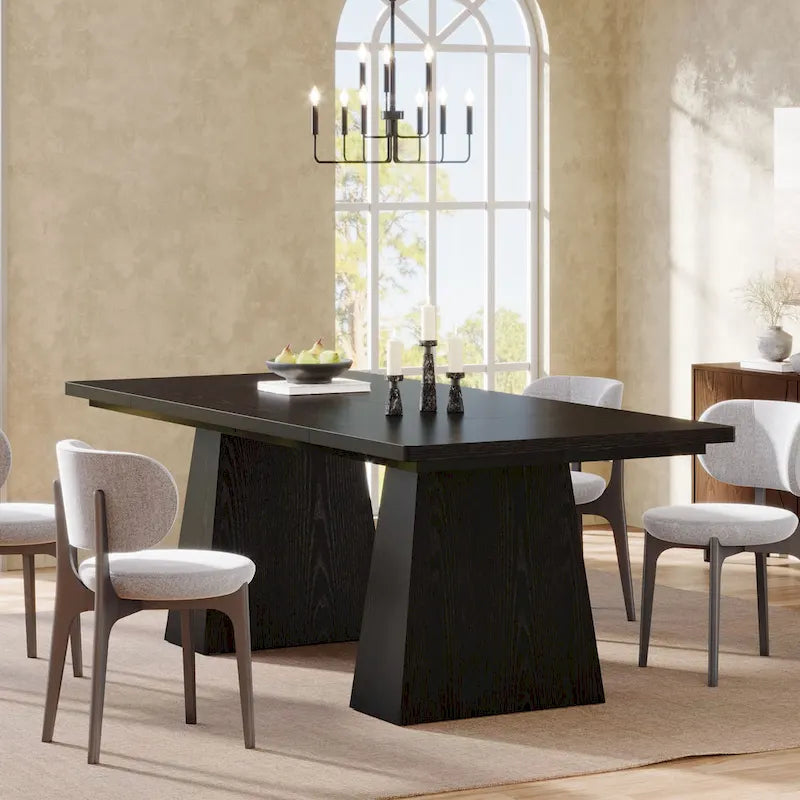 Table de salle à manger rectangulaire de 160 cm avec pieds coniques en bois