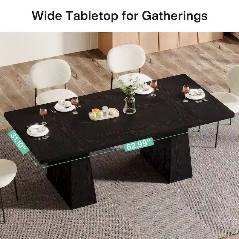 Table de salle à manger rectangulaire de 160 cm avec pieds coniques en bois