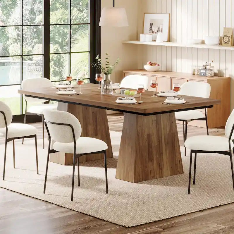 Table de salle à manger rectangulaire de 160 cm avec pieds coniques en bois