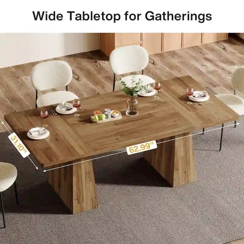 Table de salle à manger rectangulaire de 160 cm avec pieds coniques en bois