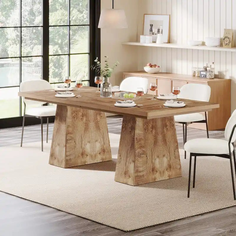 Table de salle à manger rectangulaire de 160 cm avec pieds coniques en bois
