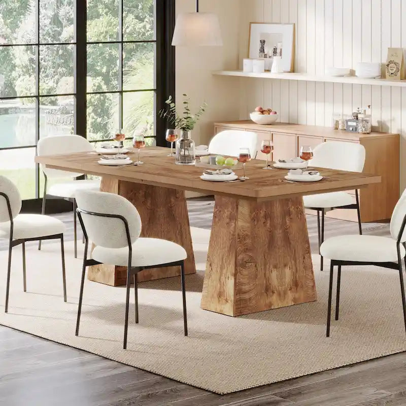 Table de salle à manger rectangulaire de 160 cm avec pieds coniques en bois