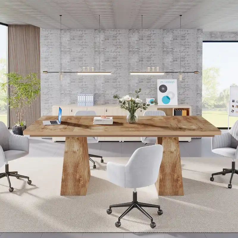 Table de salle à manger rectangulaire de 160 cm avec pieds coniques en bois