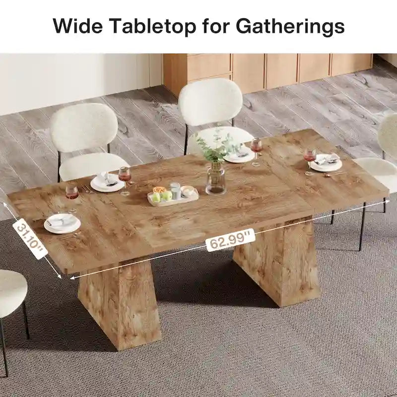 Table de salle à manger rectangulaire de 160 cm avec pieds coniques en bois