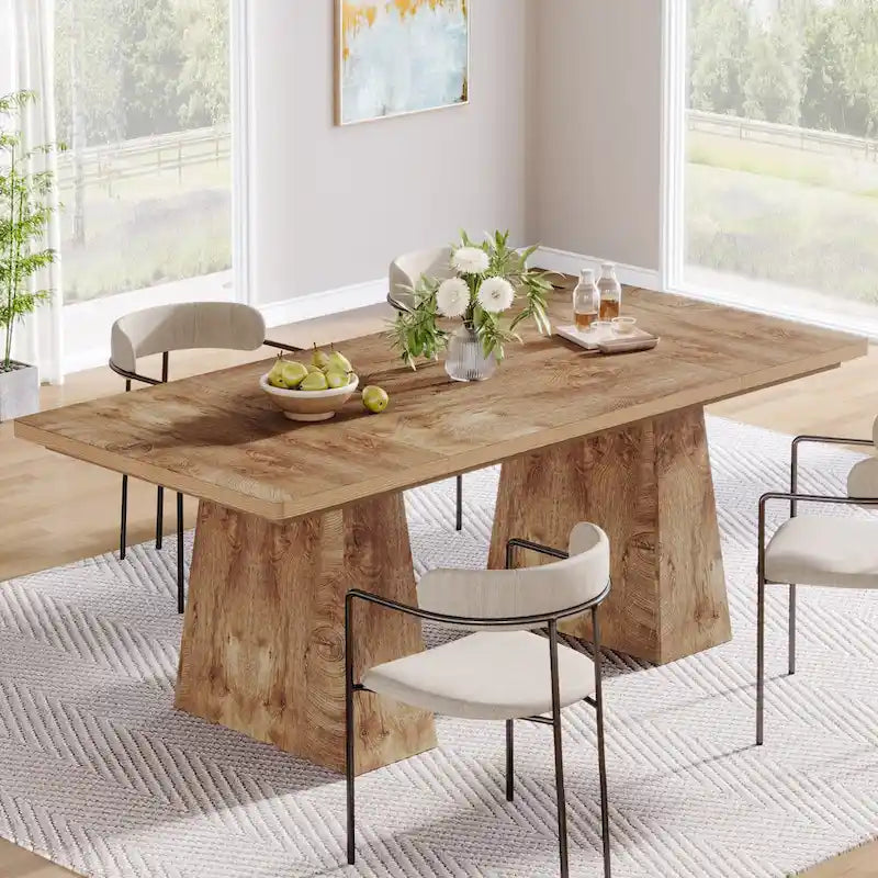 Table de salle à manger rectangulaire de 160 cm avec pieds coniques en bois