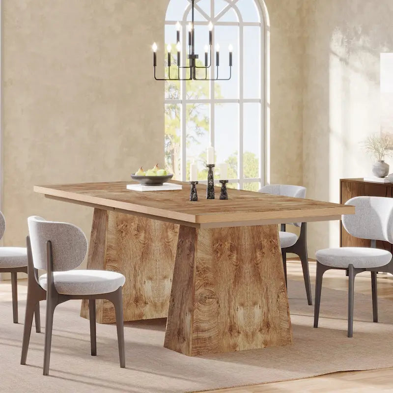 Table de salle à manger rectangulaire de 160 cm avec pieds coniques en bois