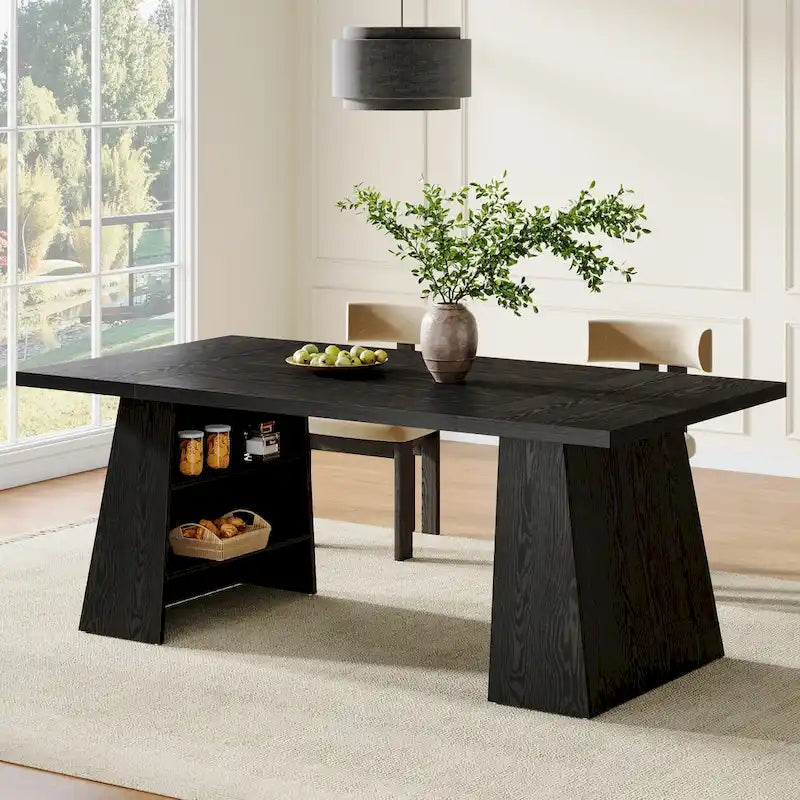 Table de salle à manger rectangulaire de 160 cm avec pieds coniques en bois