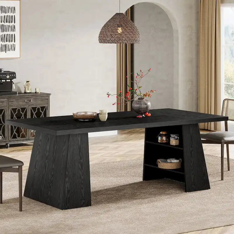 Table de salle à manger rectangulaire de 160 cm avec pieds coniques en bois
