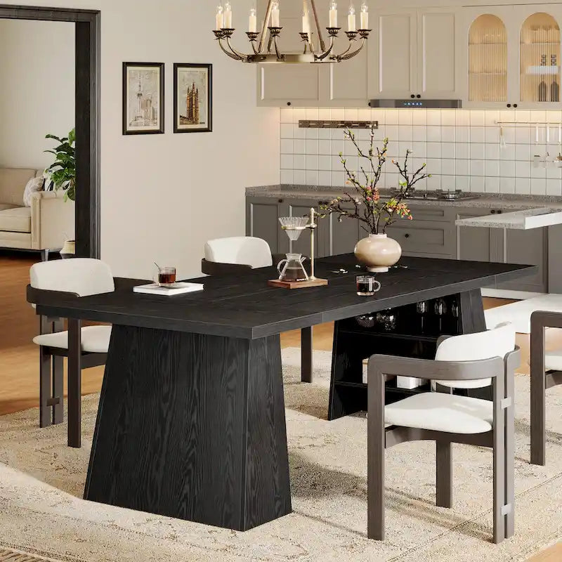 Table de salle à manger rectangulaire de 160 cm avec pieds coniques en bois