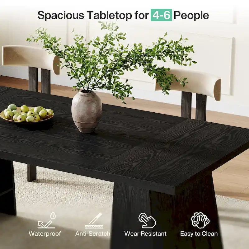 Table de salle à manger rectangulaire de 160 cm avec pieds coniques en bois