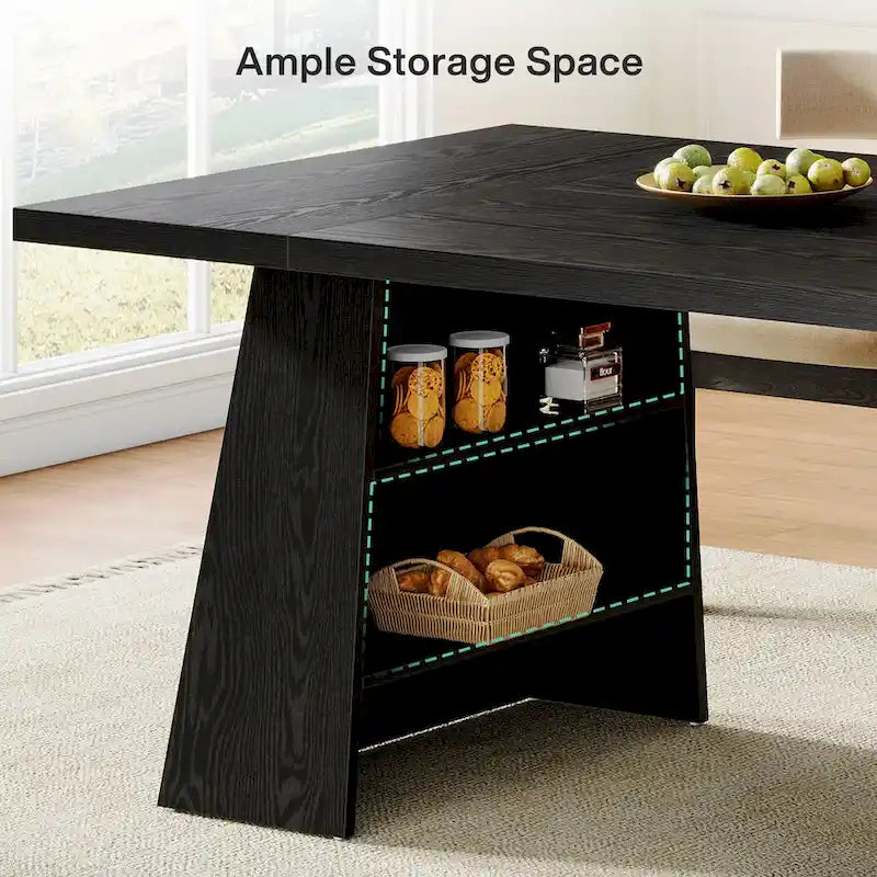 Table de salle à manger rectangulaire de 160 cm avec pieds coniques en bois