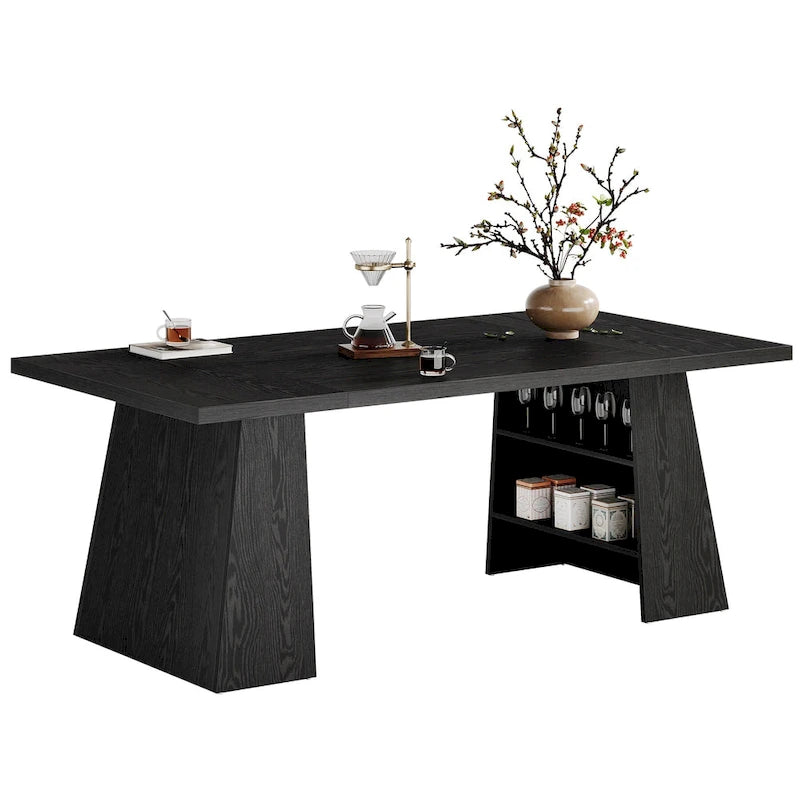 Table de salle à manger rectangulaire de 160 cm avec pieds coniques en bois