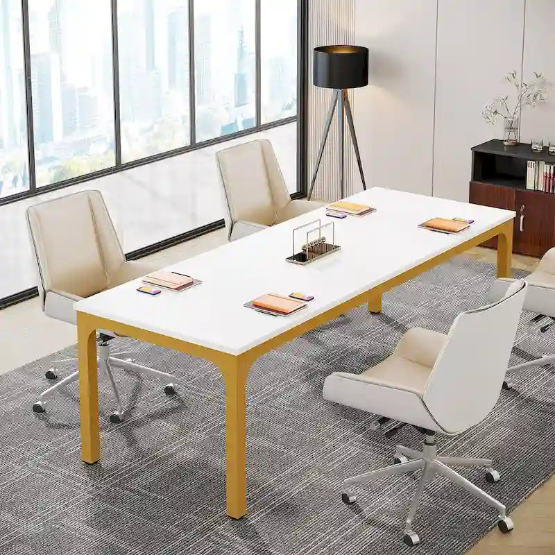 Table de conférence de 6,5 pieds avec pieds en métal