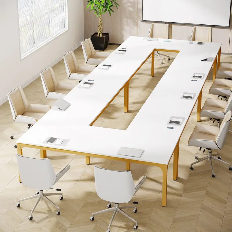 Table de conférence de 6,5 pieds avec pieds en métal