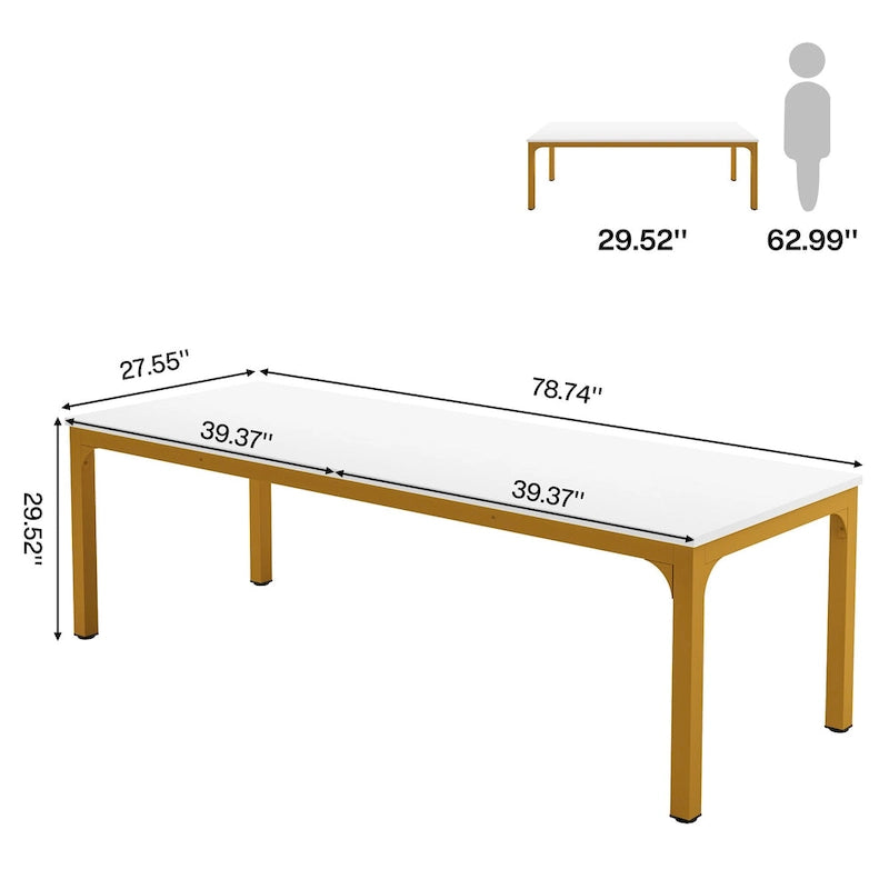 Table de conférence de 6,5 pieds avec pieds en métal