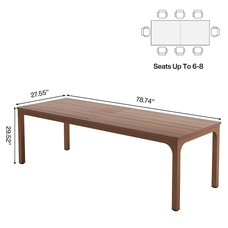 Table de conférence de 6,5 pieds avec pieds en métal