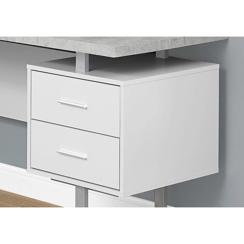 Bureau d'angle gris en L avec 3 tiroirs, 180 cm