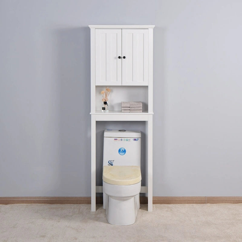Meuble de rangement de salle de bain au-dessus des toilettes - 60 x 19,6 x 171 cm, Blanc